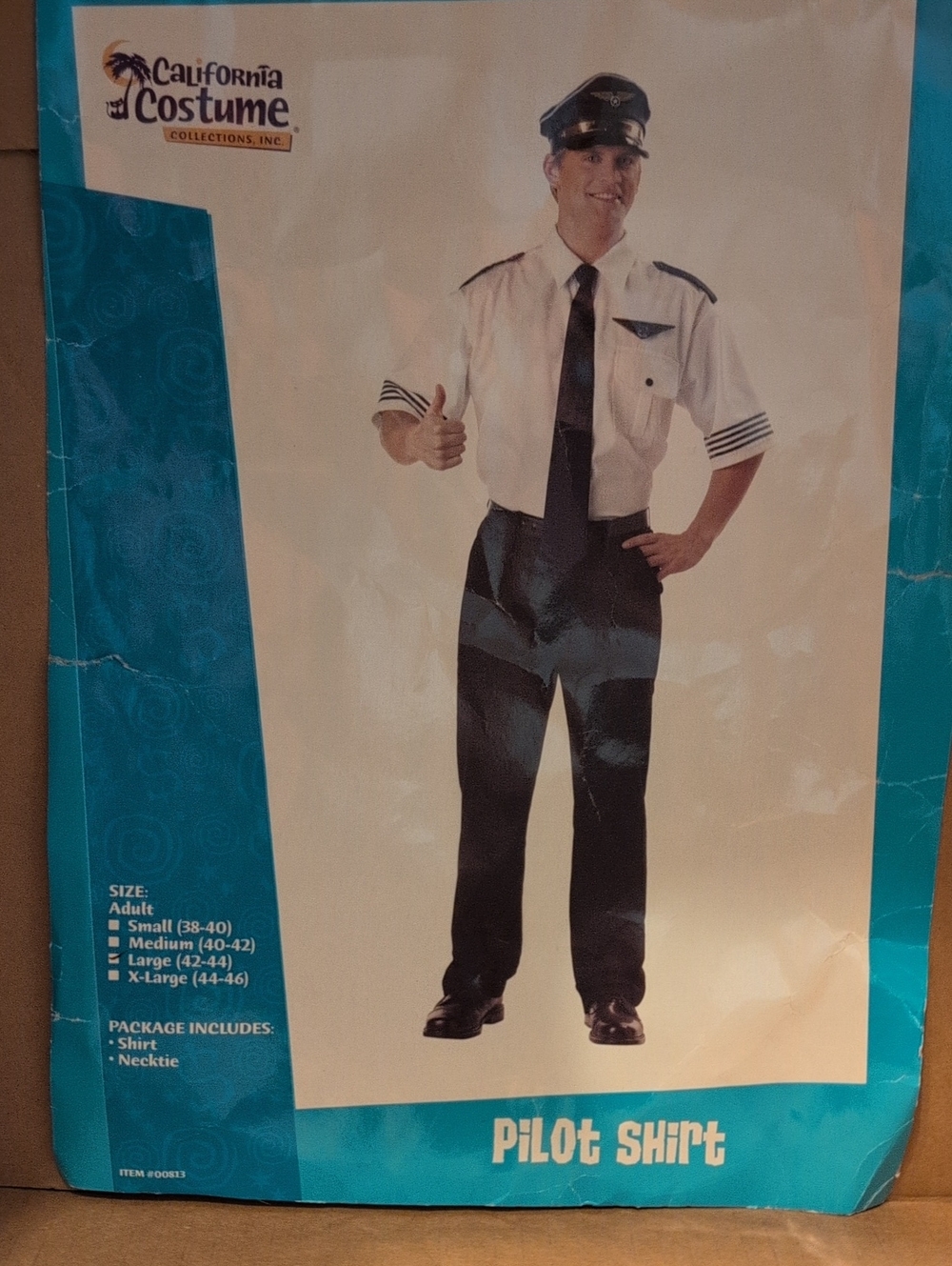 California Costumes White Pilot Shirt with Black Accents